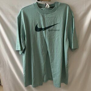 NIKE SPORTSWEAR Oversized Slit Short Sleeve Tee in Deep Jungle Sz LARGE
